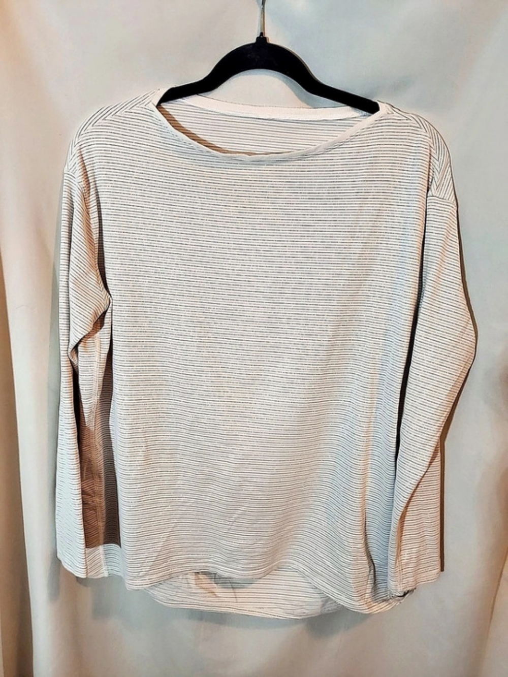 Lululemon Hold Tight Boatneck Long Sleeve Sparkle Metallic Gold Stripe Ivory